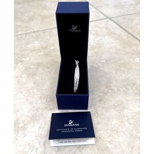 NEW Swarovski Hyperbola Silver Bangle Crystal Bracelet Sz 6 3/4 Rhodium Plated